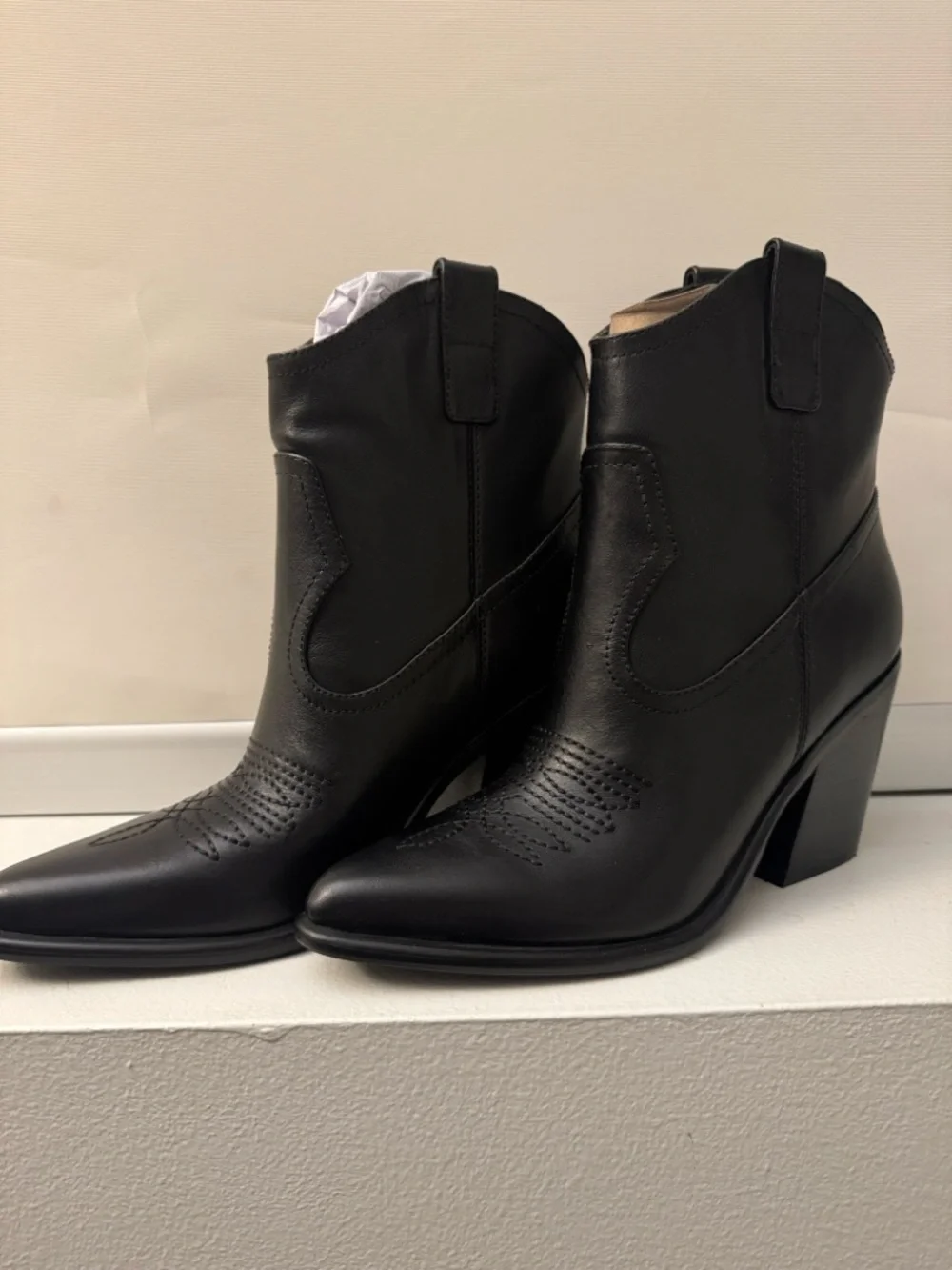 NEW Marc Fisher LTD Black Leather Cowboy Boots | Women’s 8 | - Picture 1 of 3